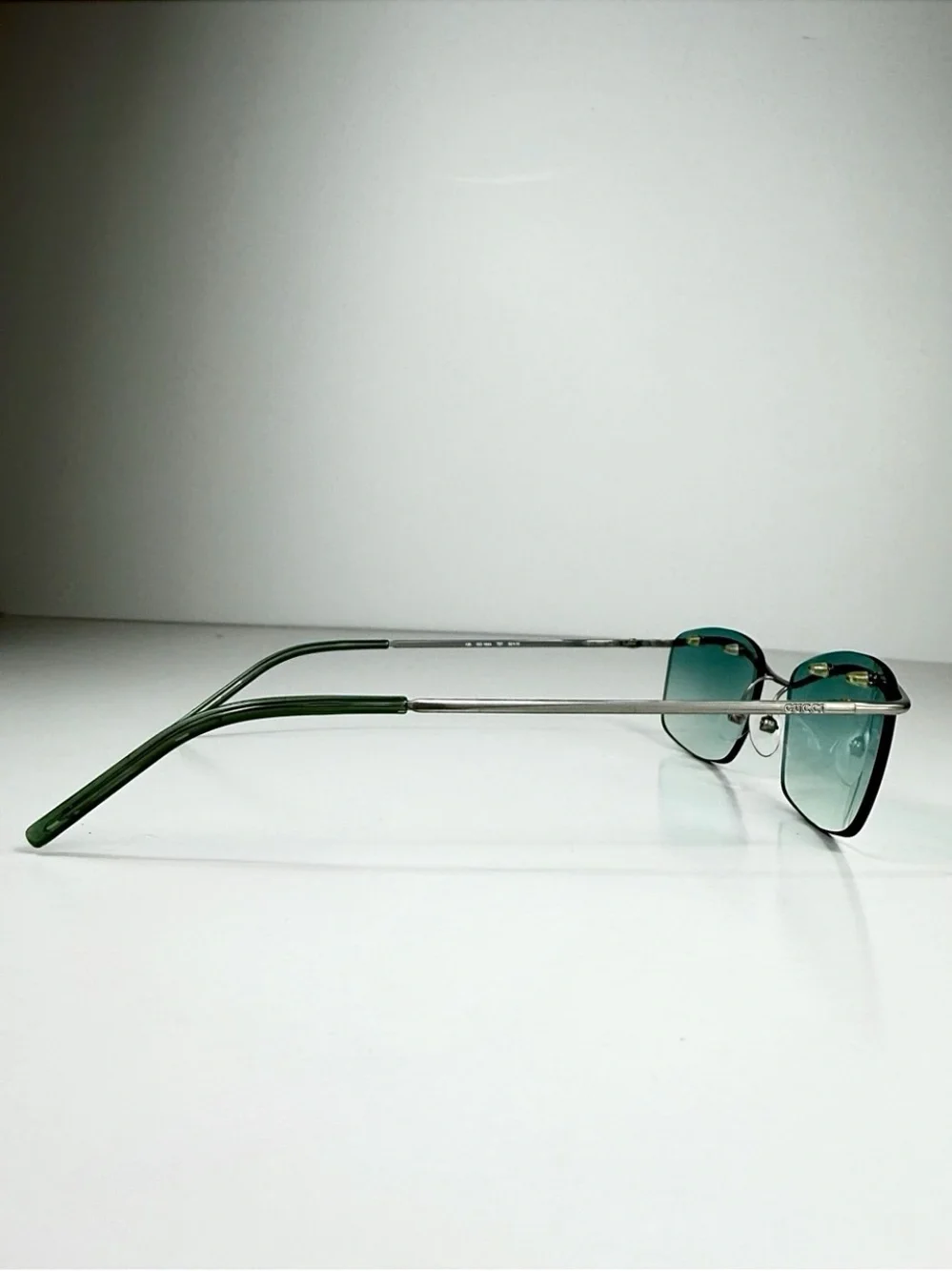 Gucci DeadStock Tom Ford Y2K Rimless Sunglasses GG 1654 T5T Teal Brow Bar Set